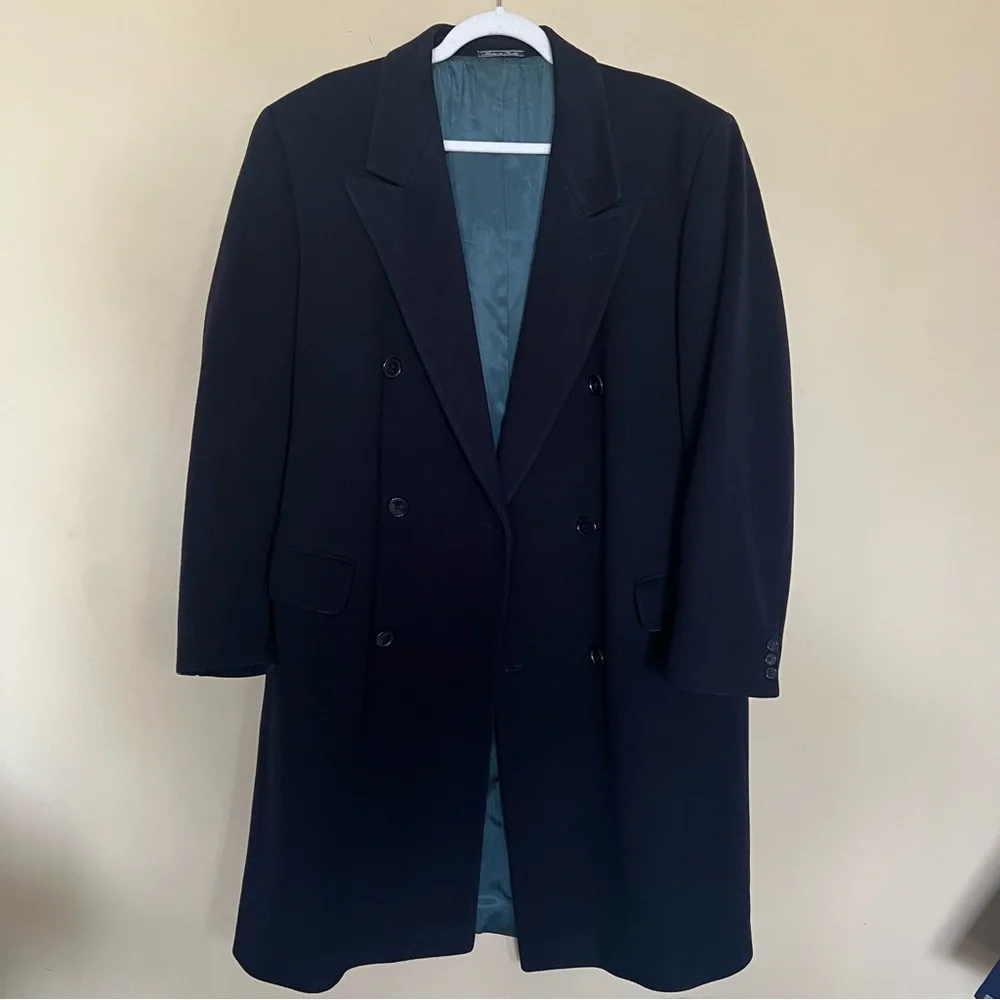 Vintage Metropolitan 100% Wool Double-Breasted Overcoat Made in Italy Size 40R
